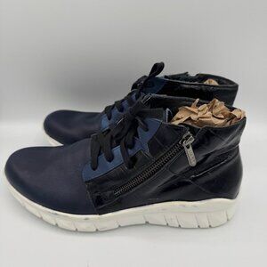 Naot Women's Polaris Ankle Boot Side Zip Black & Blue Leather US 9.5 / EU 40